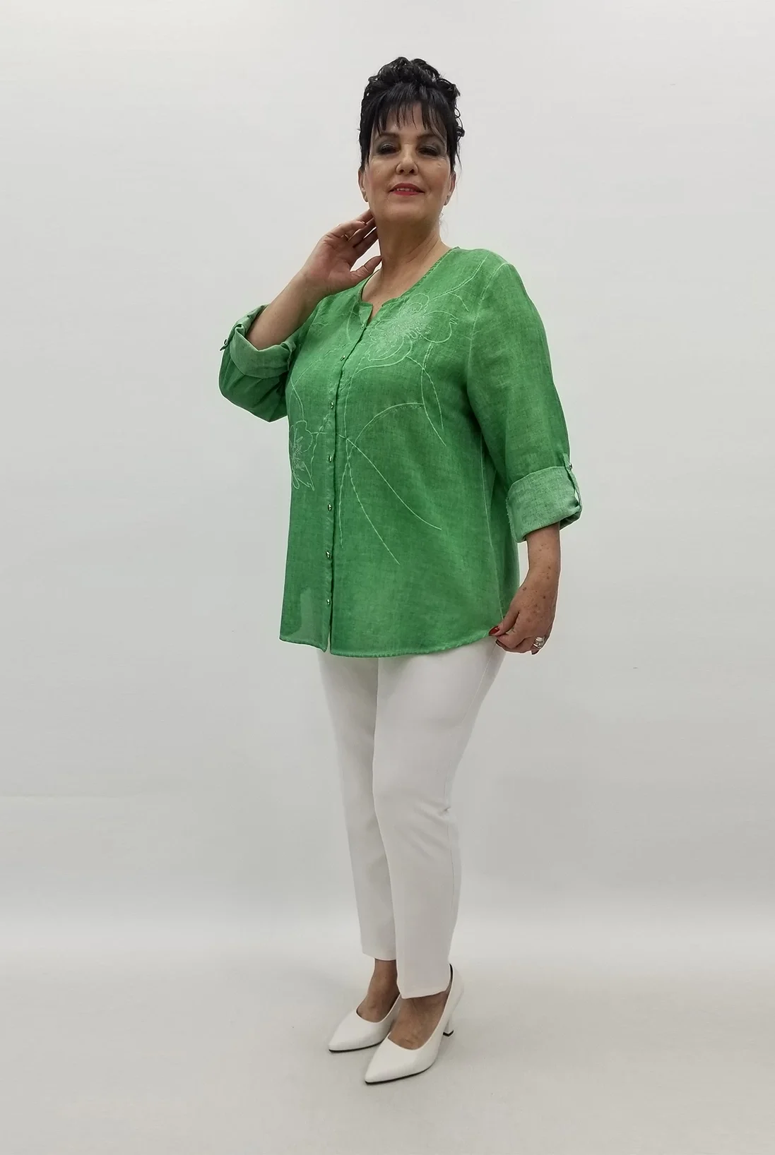 Miraggio Büyük Beden Gömlek 98786 YEŞİL