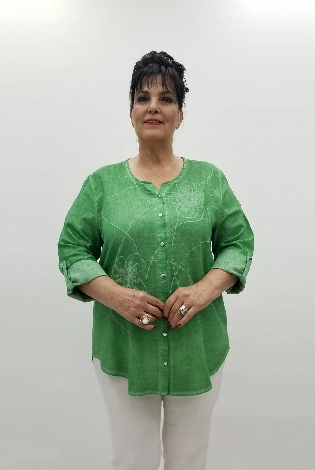 Miraggio Büyük Beden Gömlek 98786 YEŞİL