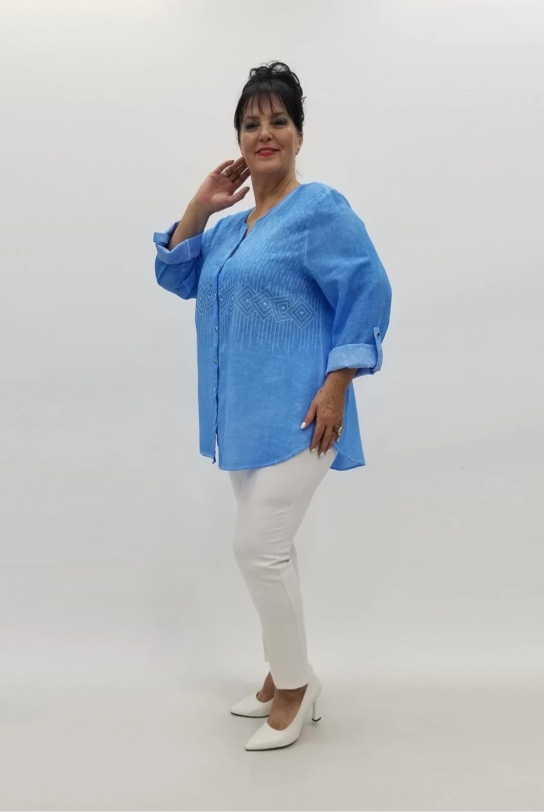 Miraggio Büyük Beden Gömlek 98818 MAVİ