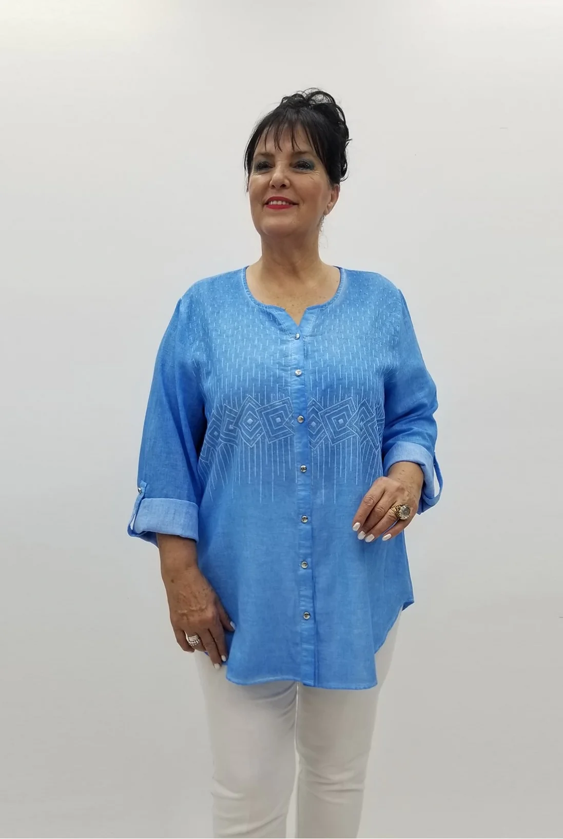 Miraggio Büyük Beden Gömlek 98818 MAVİ