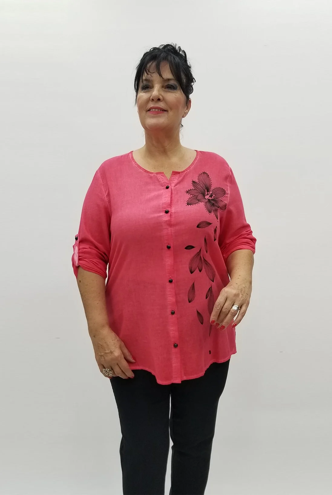 Miraggio Büyük Beden Gömlek 98855 NAR ÇİÇEĞİ