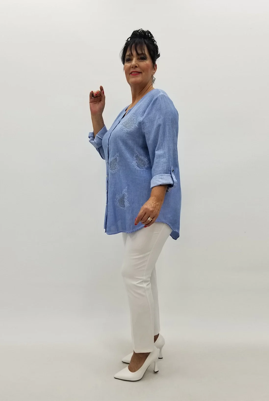 Miraggio Büyük Beden Gömlek 98857 MAVİ