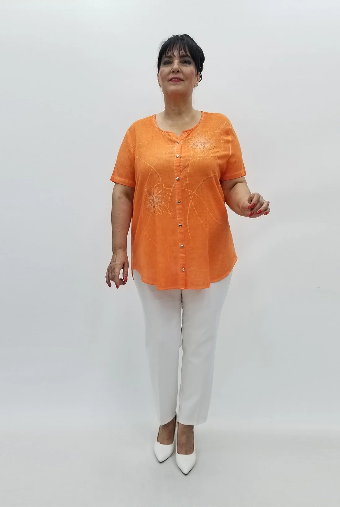 Miraggio Büyük Beden Gömlek 98962 ORANJ