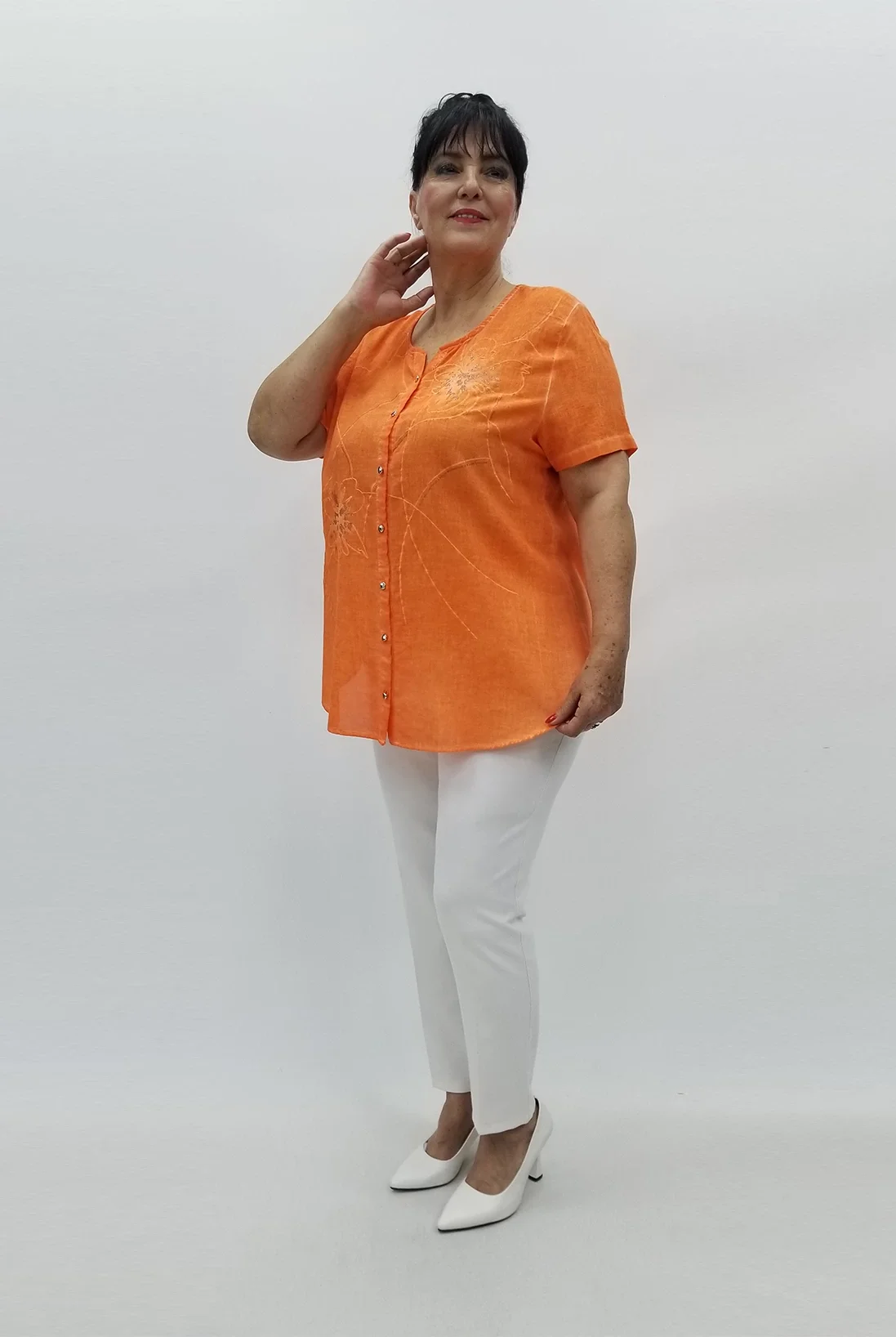 Miraggio Büyük Beden Gömlek 98962 ORANJ