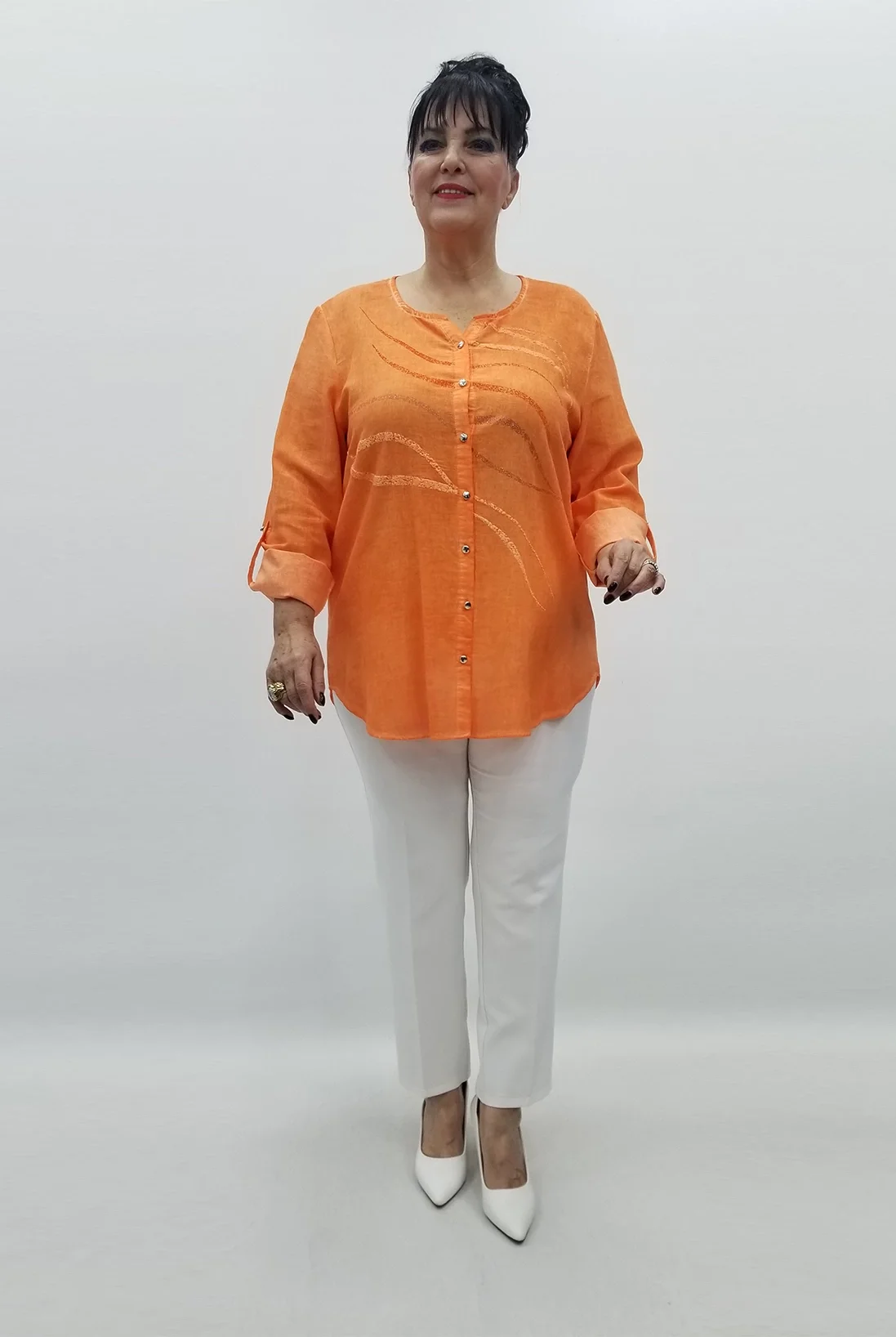 Miraggio Büyük Beden Gömlek 99065 TURUNCU