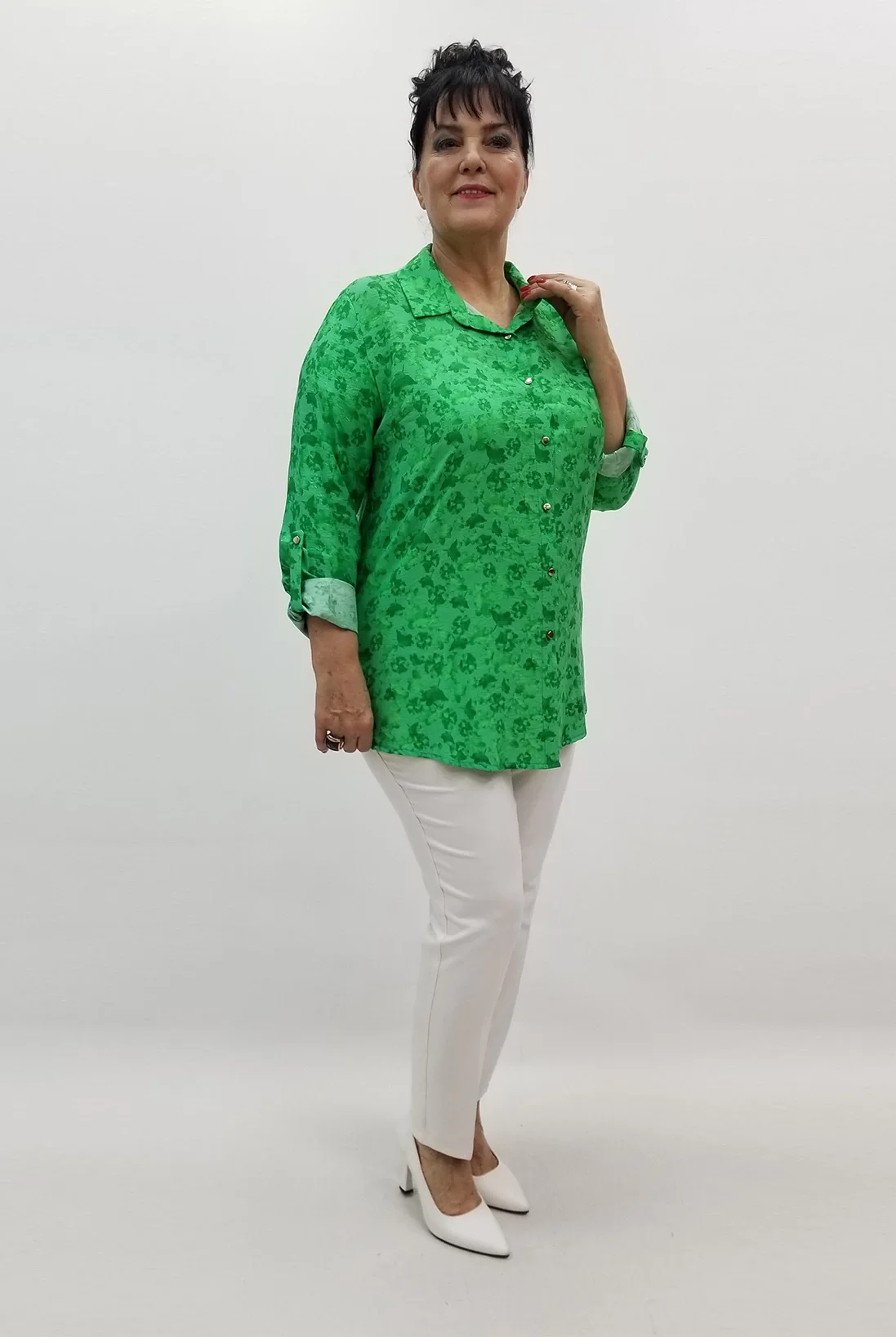 Miraggio Büyük Beden Gömlek 99182 YEŞİL
