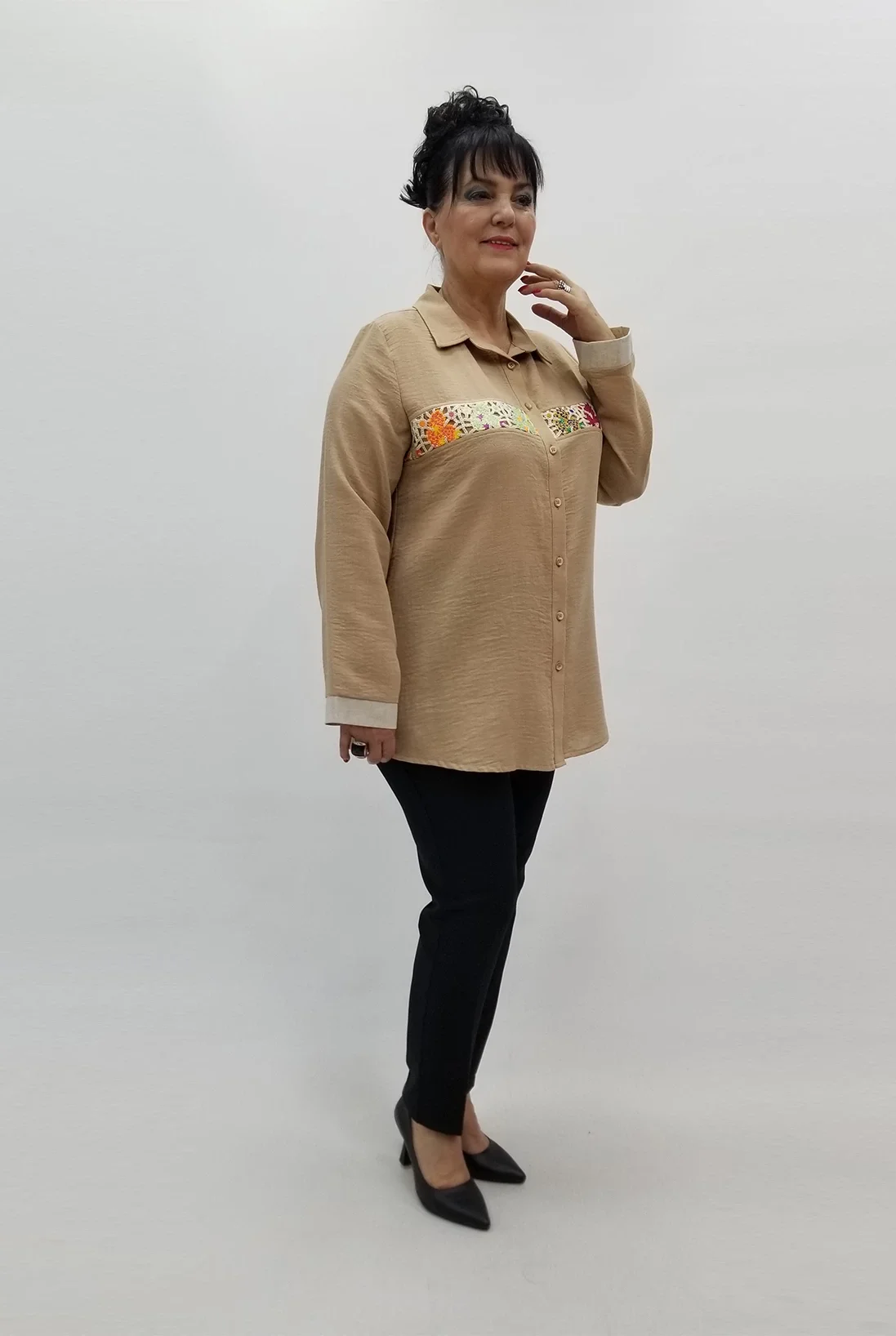 Miraggio Büyük Beden Gömlek 99183 BEJ