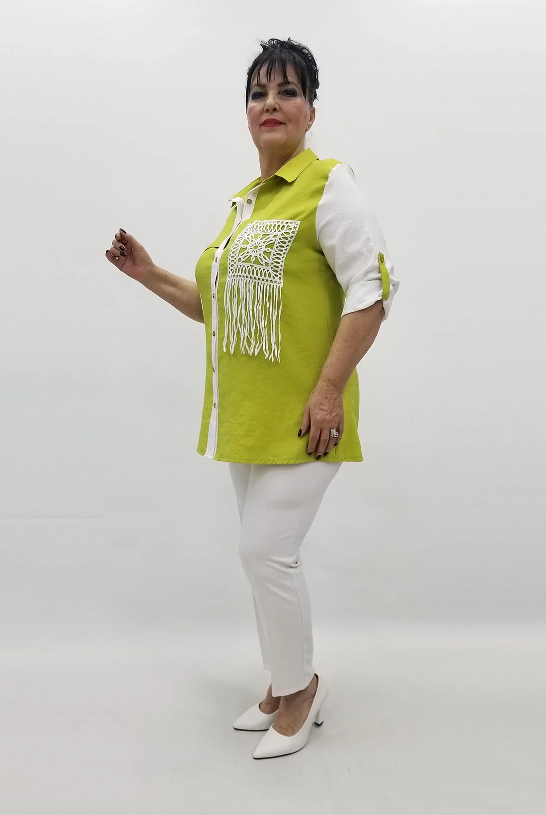 Miraggio Büyük Beden Gömlek 99240 YAĞ YEŞİLİ