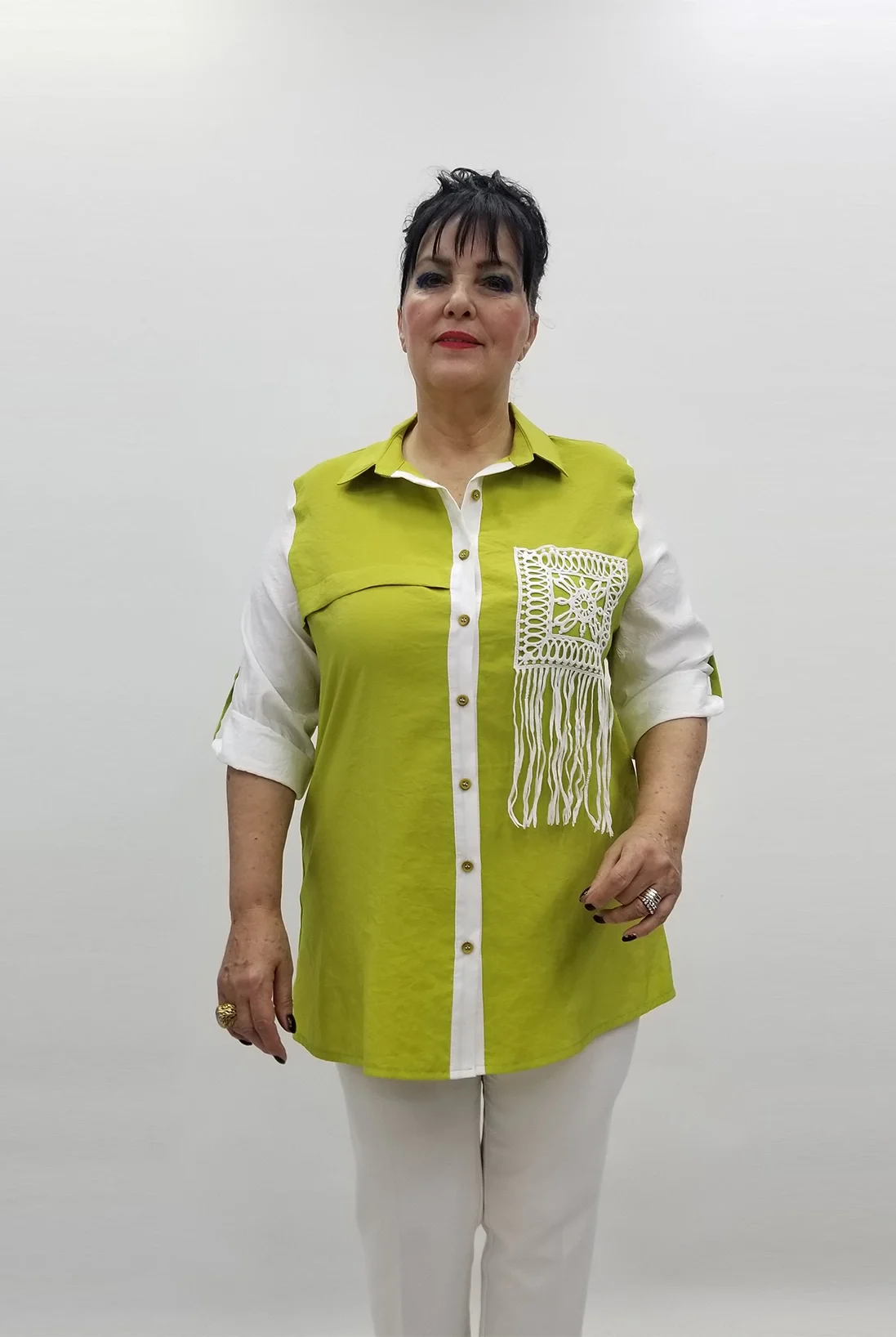 Miraggio Büyük Beden Gömlek 99240 YAĞ YEŞİLİ