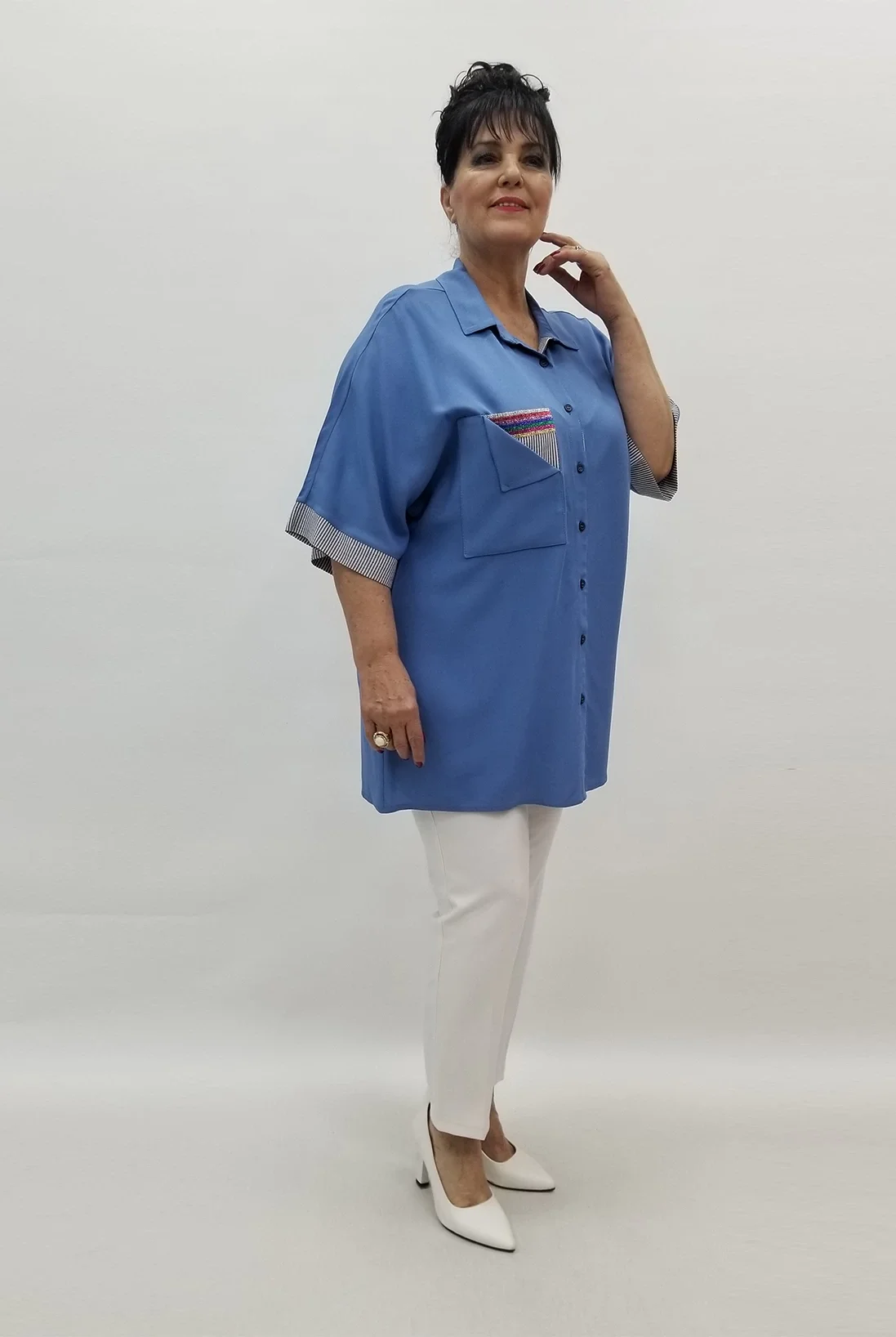 Miraggio Büyük Beden Gömlek 99252 MAVİ