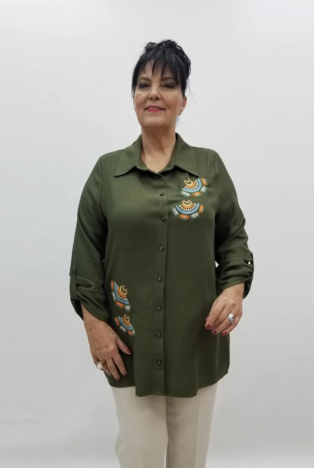 Miraggio Büyük Beden Gömlek 99377 HAKİ