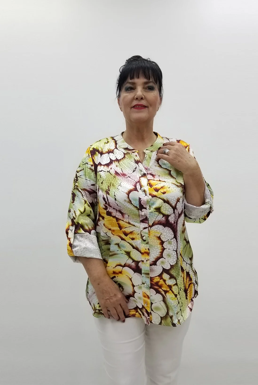 Miraggio Büyük Beden Gömlek 99462 FISTIK YEŞİL