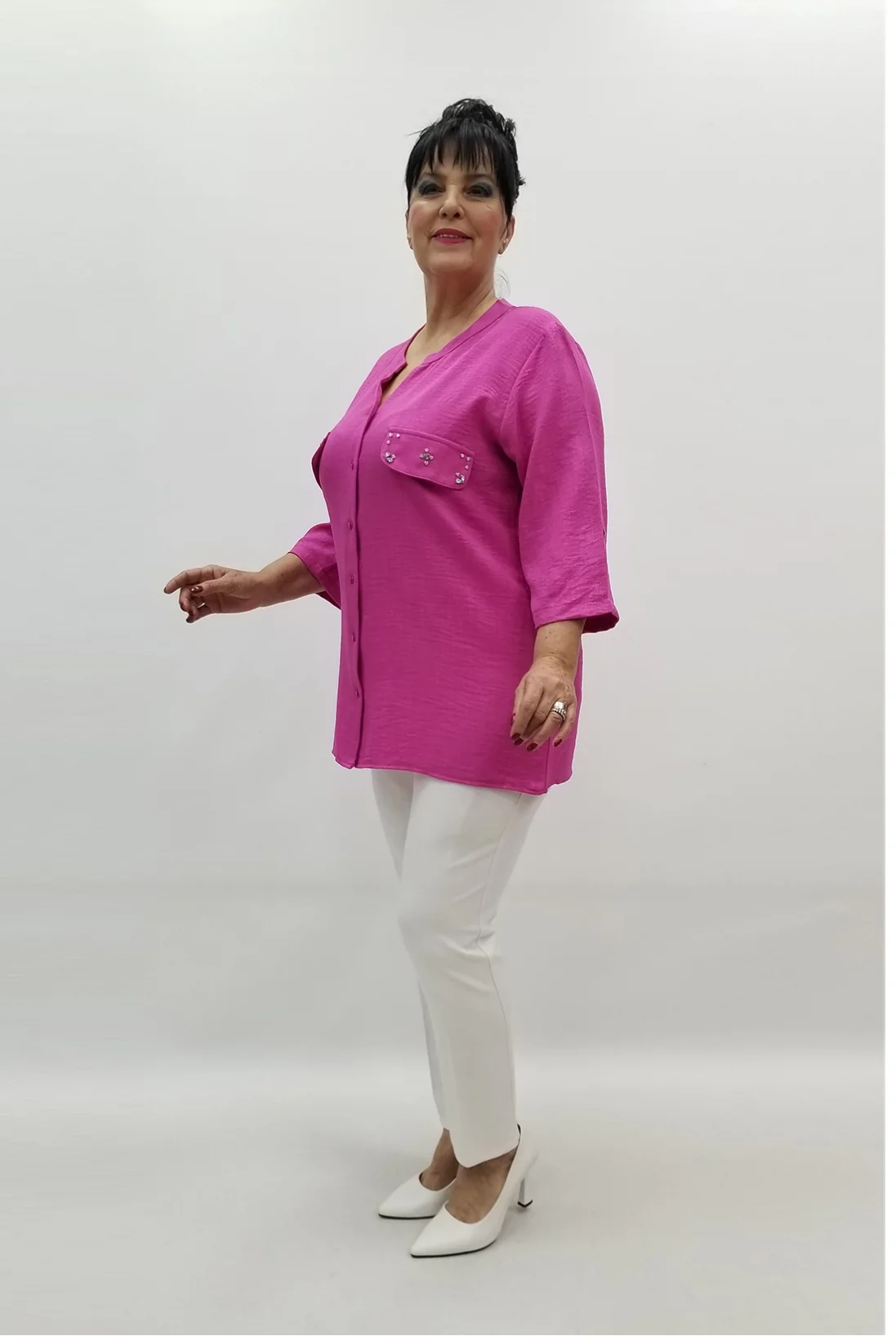 Miraggio Büyük Beden Gömlek 99504 FUŞYA