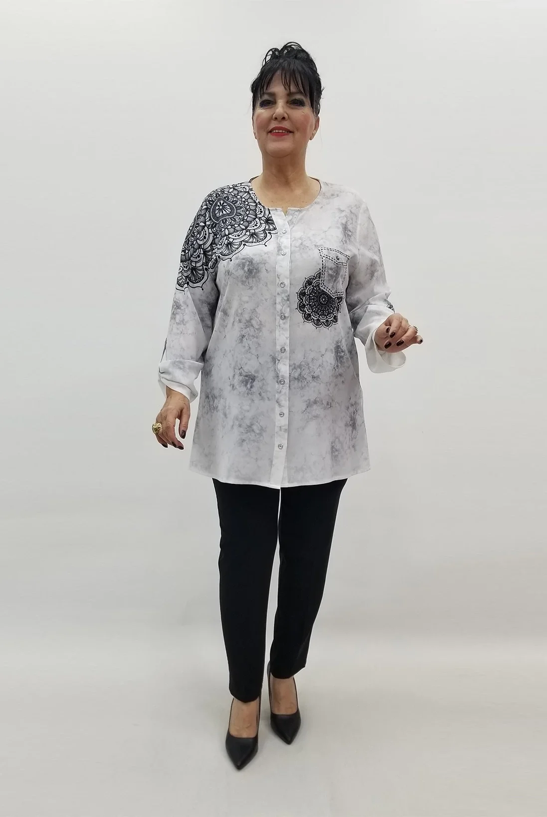 Miraggio Büyük Beden Gömlek 99543 GRİ