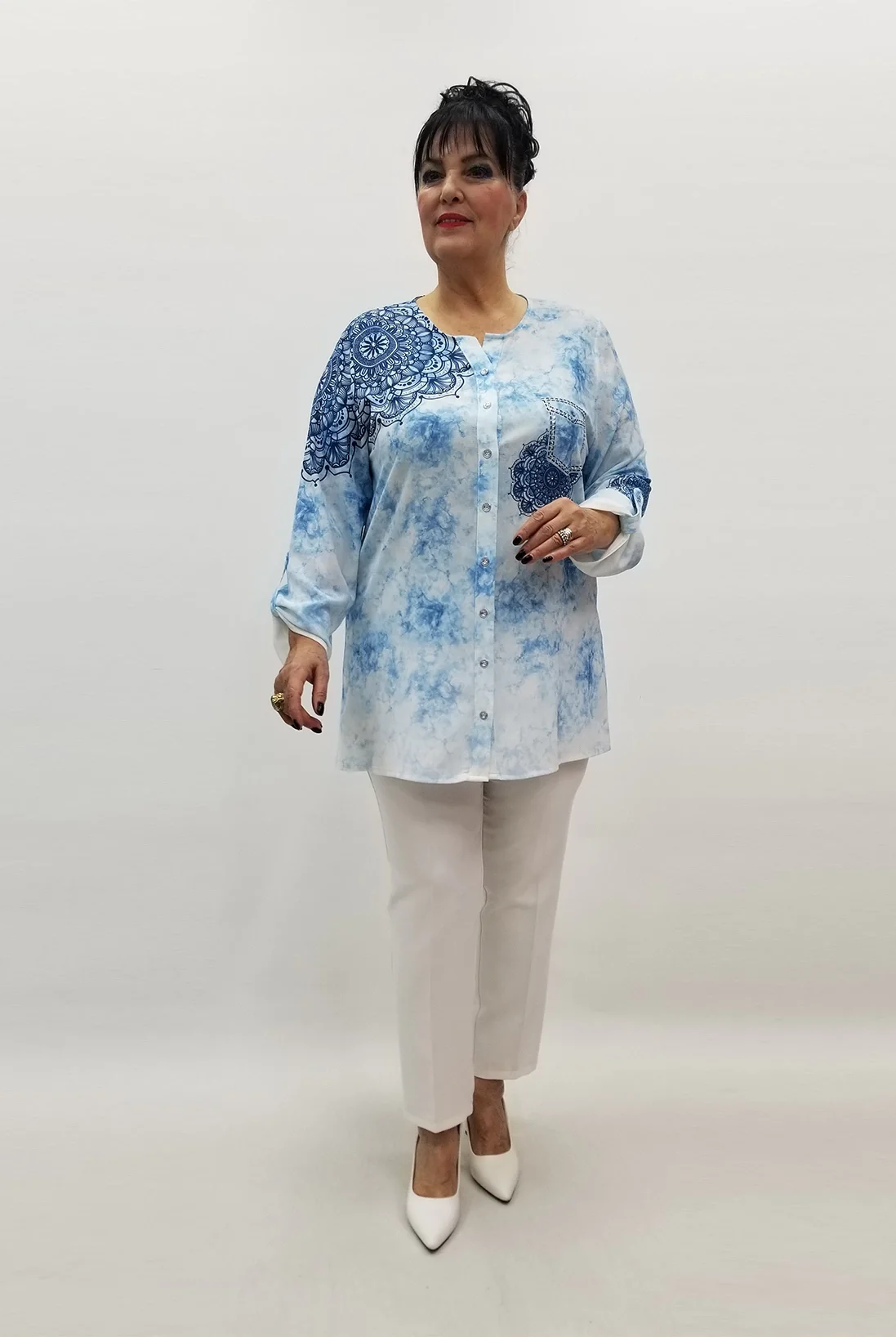 Miraggio Büyük Beden Gömlek 99543 MAVİ