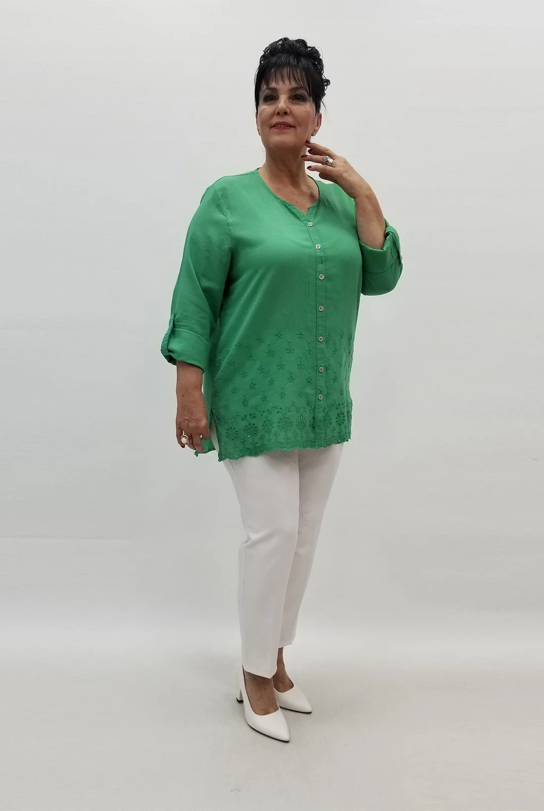 Miraggio Büyük Beden Gömlek 99564 YEŞİL