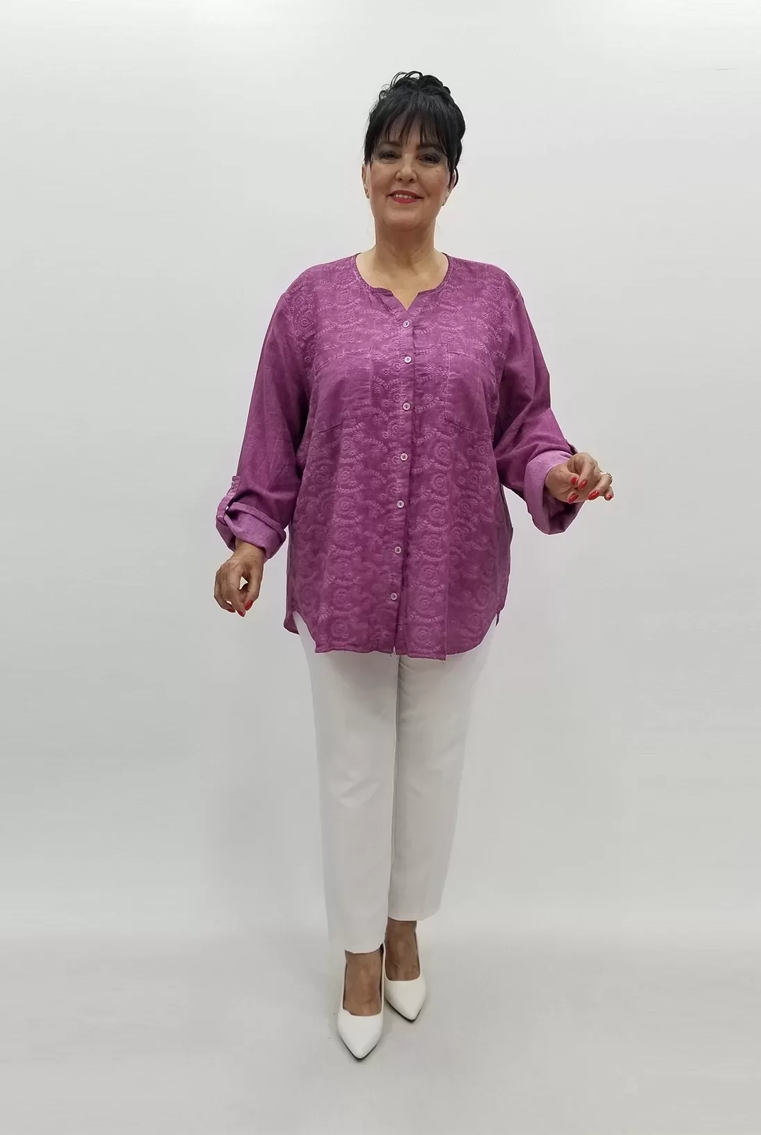 Miraggio Büyük Beden Gömlek 99565 GÜL KURUSU