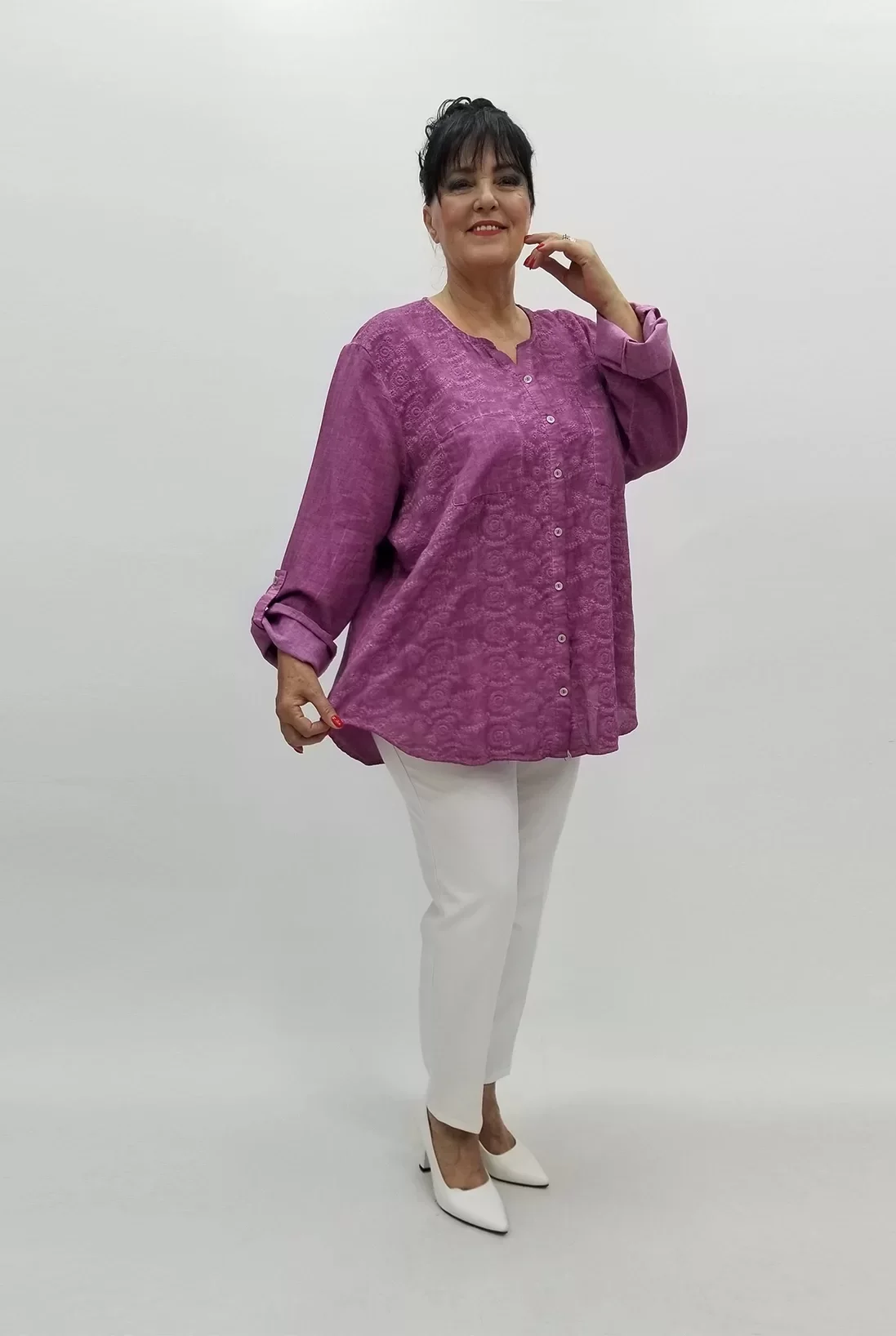 Miraggio Büyük Beden Gömlek 99565 GÜL KURUSU