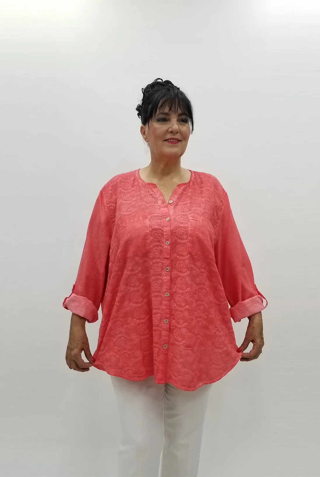 Miraggio Büyük Beden Gömlek 99565 NAR ÇİÇEĞİ