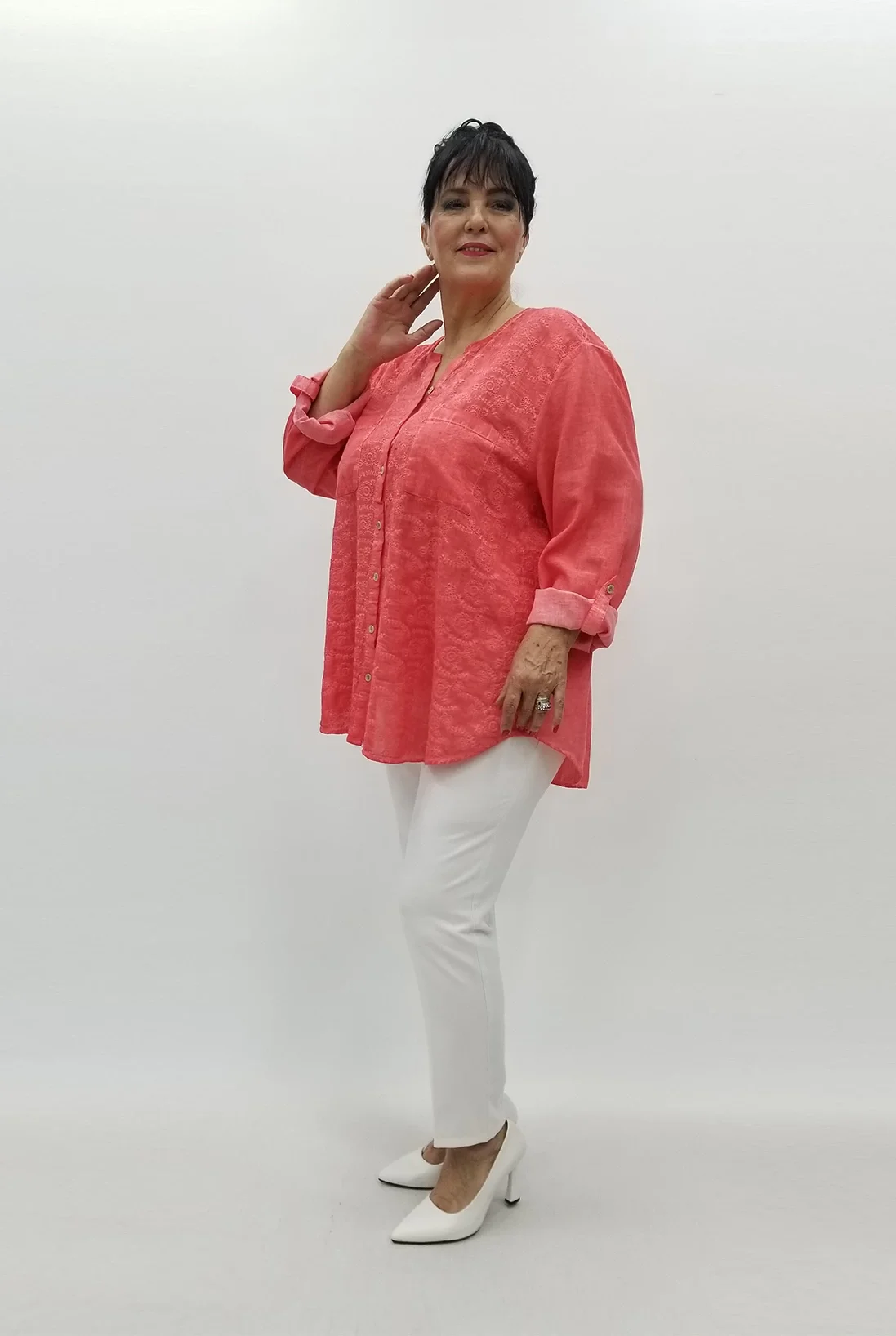 Miraggio Büyük Beden Gömlek 99565 NAR ÇİÇEĞİ