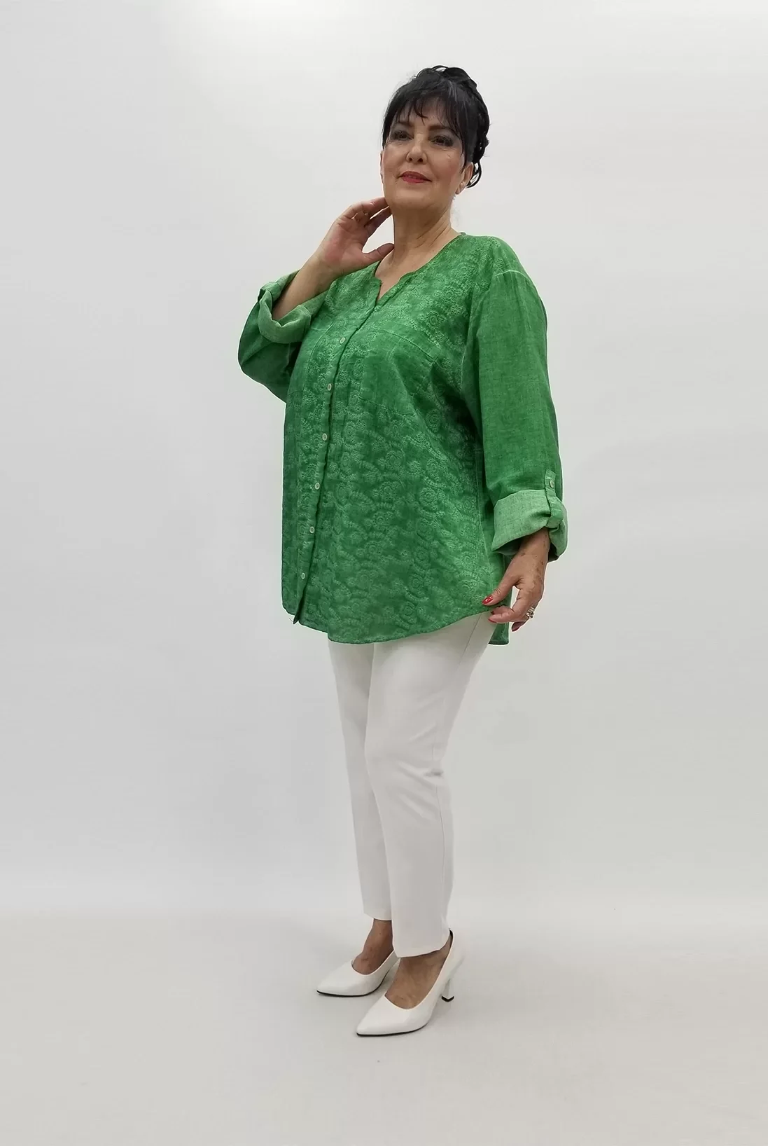 Miraggio Büyük Beden Gömlek 99565 YEŞİL