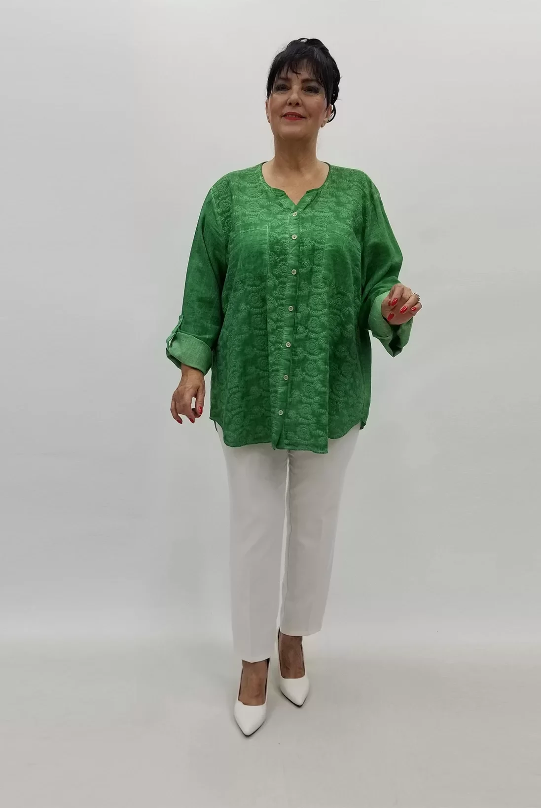 Miraggio Büyük Beden Gömlek 99565 YEŞİL