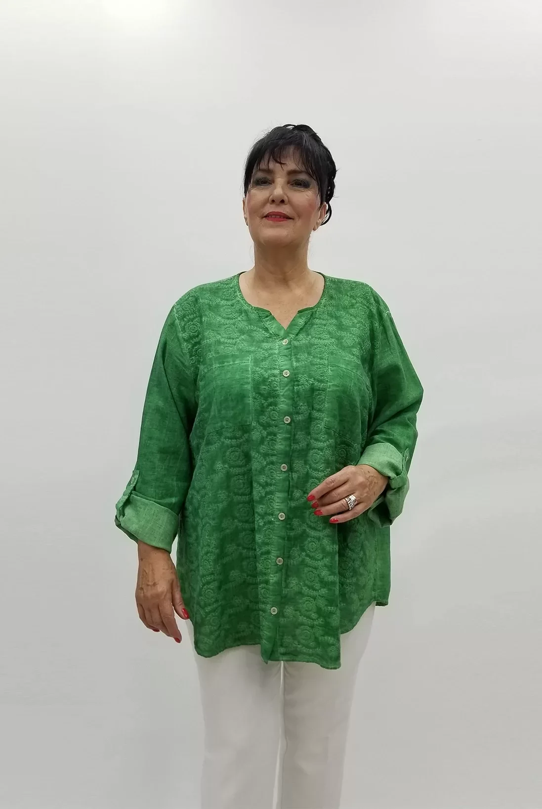 Miraggio Büyük Beden Gömlek 99565 YEŞİL