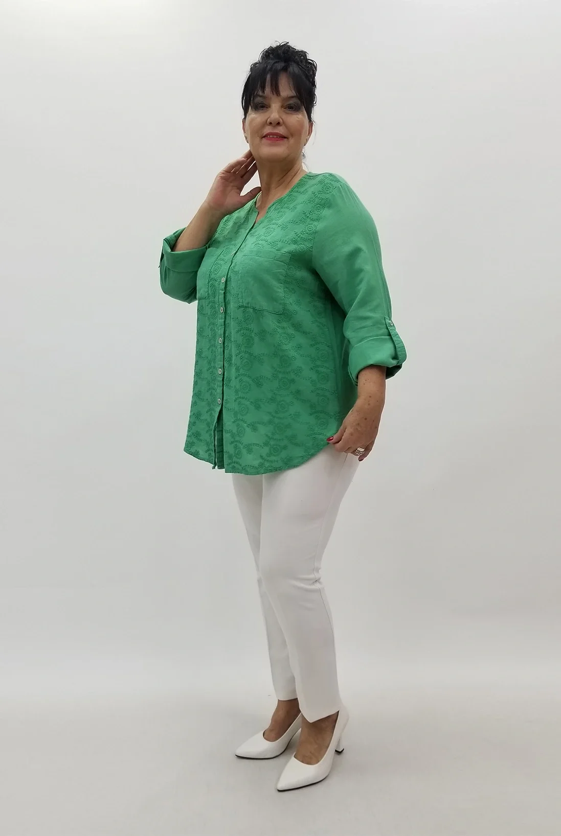 Miraggio Büyük Beden Gömlek 99565A YEŞİL