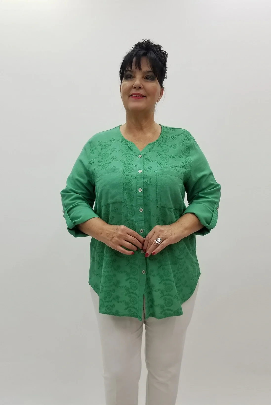 Miraggio Büyük Beden Gömlek 99565A YEŞİL