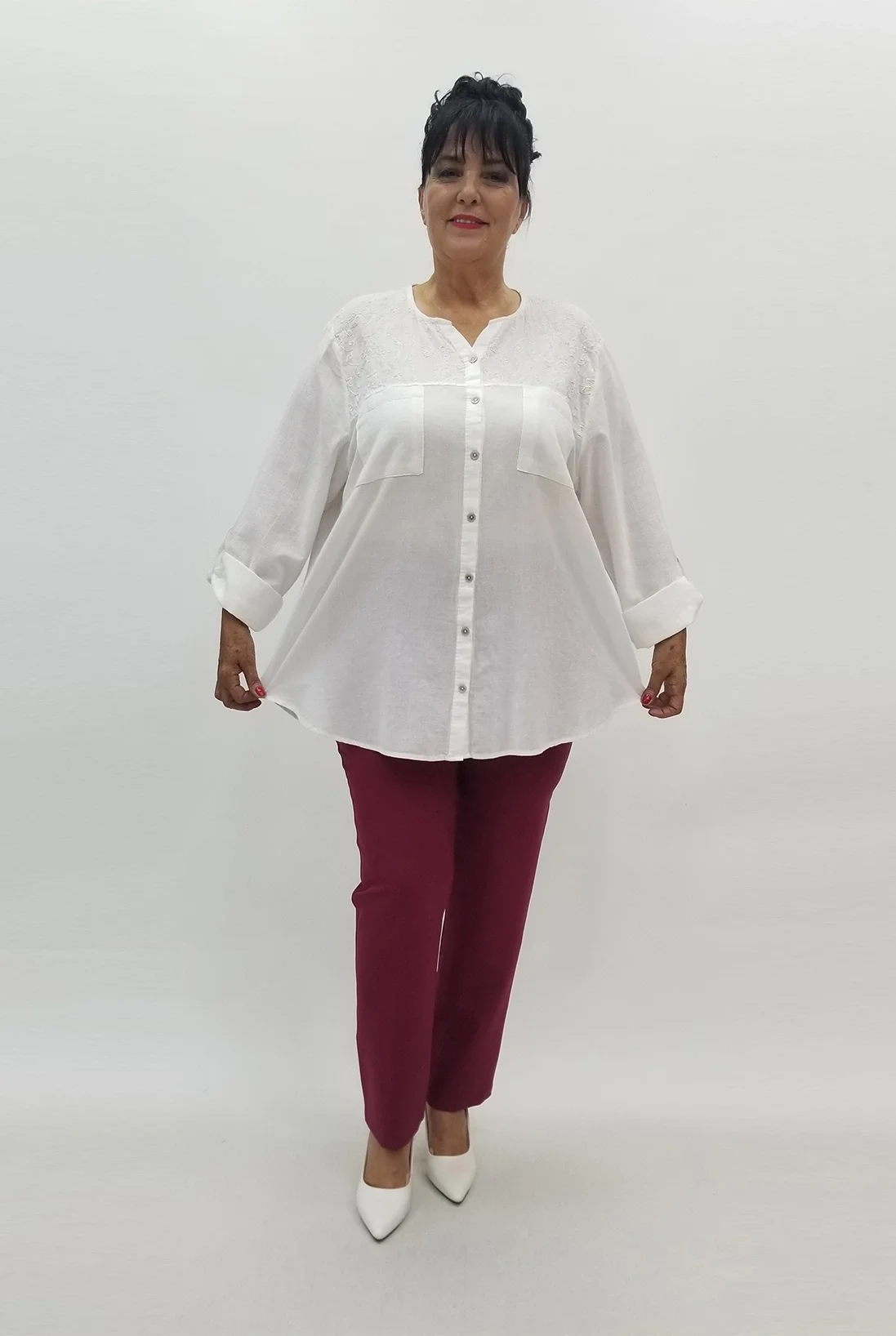 Miraggio Büyük Beden Gömlek 99566 BEYAZ