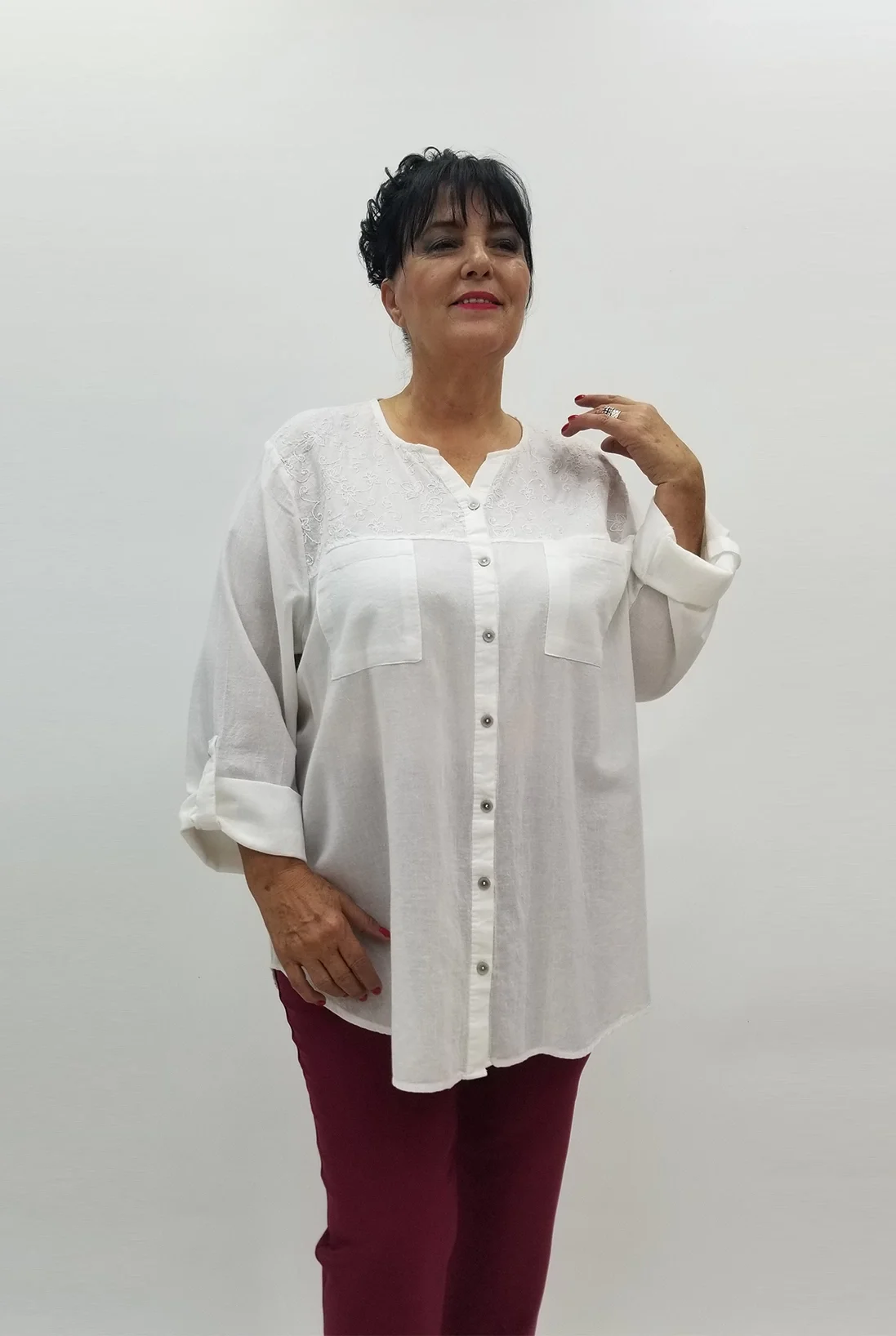 Miraggio Büyük Beden Gömlek 99566 BEYAZ