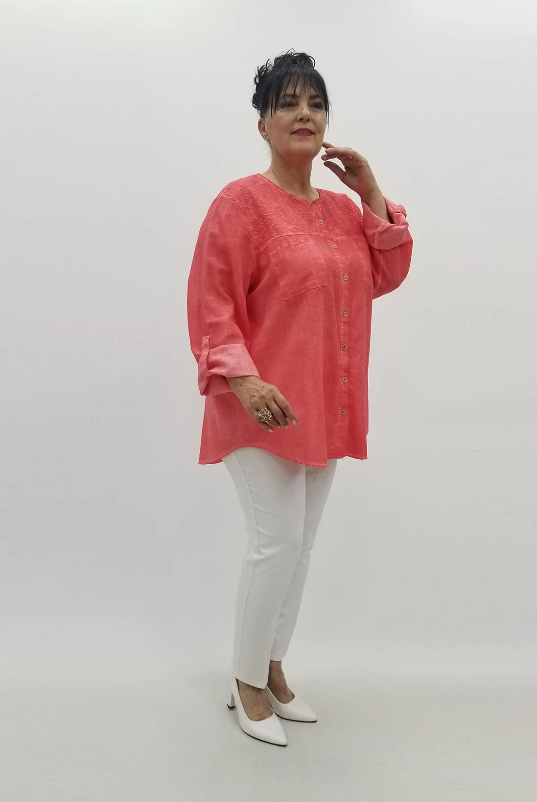 Miraggio Büyük Beden Gömlek 99566 NAR ÇİÇEĞİ