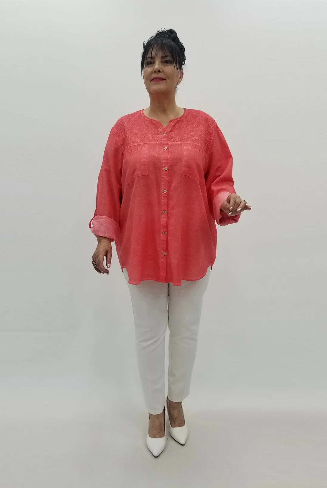 Miraggio Büyük Beden Gömlek 99566 NAR ÇİÇEĞİ