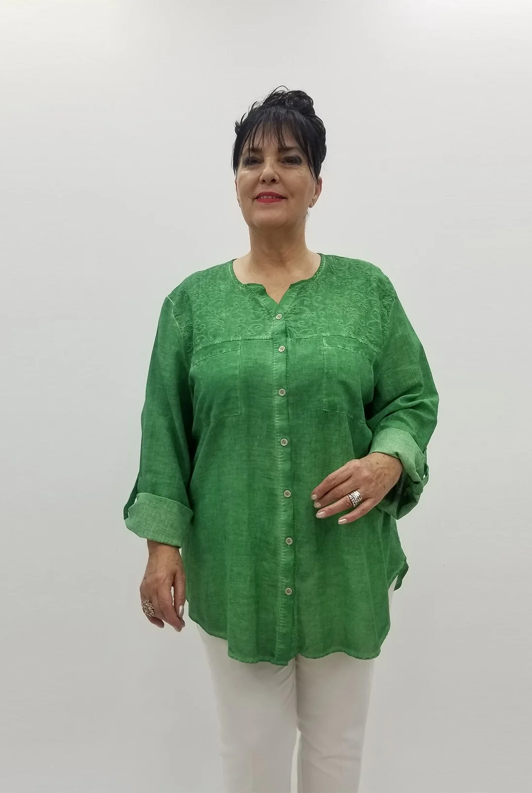 Miraggio Büyük Beden Gömlek 99566 YEŞİL