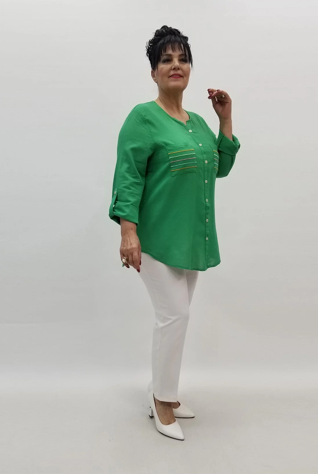 Miraggio Büyük Beden Gömlek 99567 YEŞİL