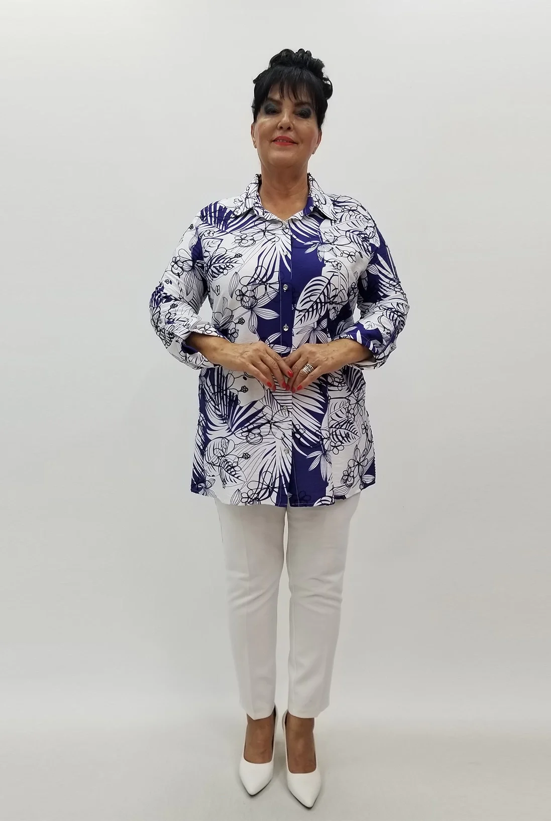 Miraggio Büyük Beden Gömlek 99594 LACİ/BEYAZ