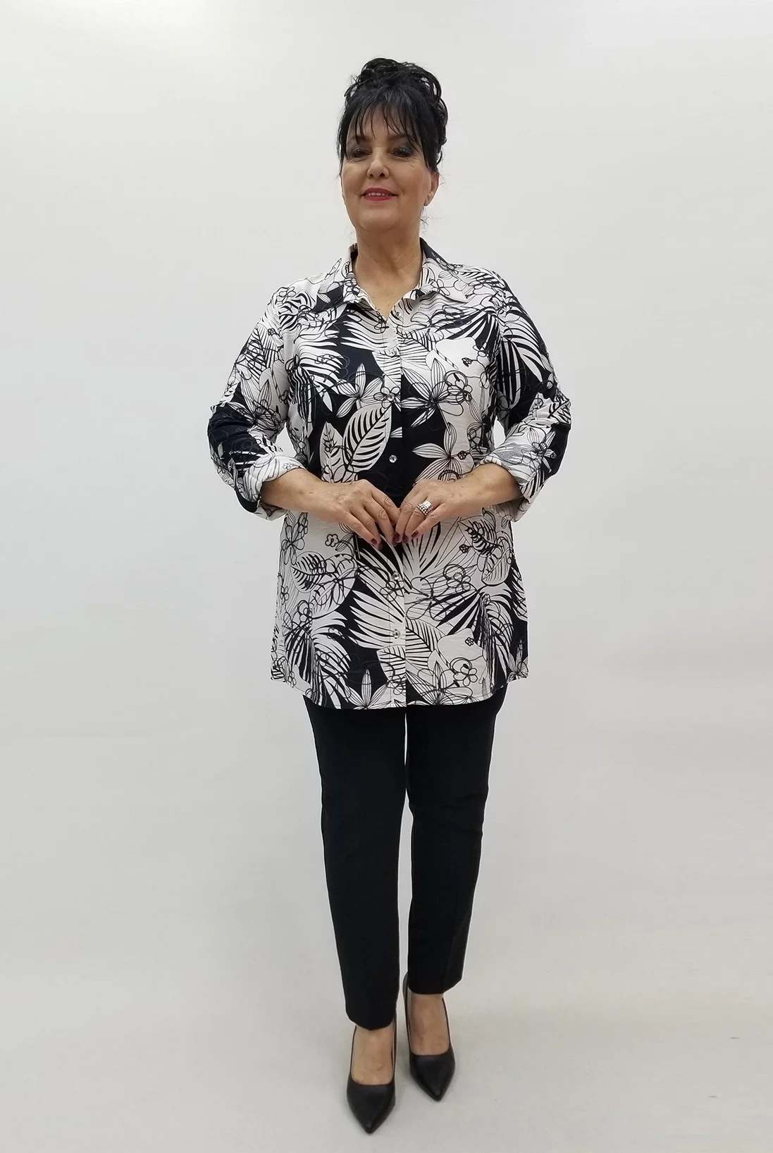 Miraggio Büyük Beden Gömlek 99594 SİYAH/BEYAZ