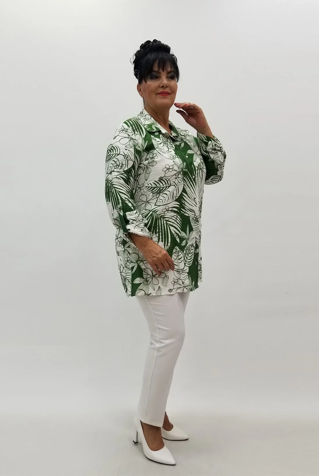 Miraggio Büyük Beden Gömlek 99594 YEŞİL/BEYAZ