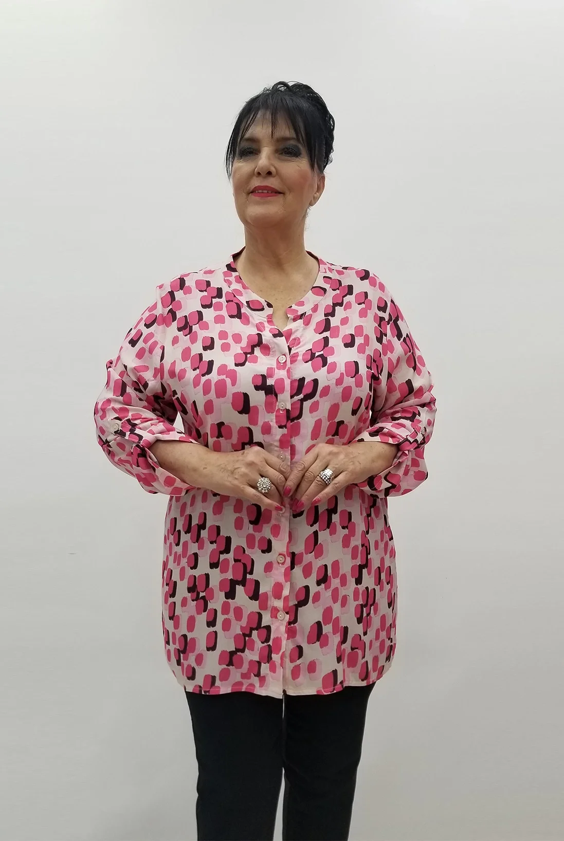 Miraggio Büyük Beden Gömlek 99609 PEMBE