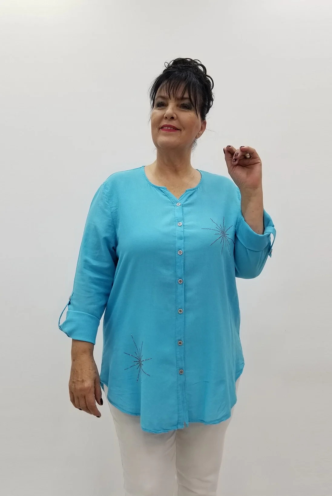 Miraggio Büyük Beden Gömlek 99633 TURKUAZ