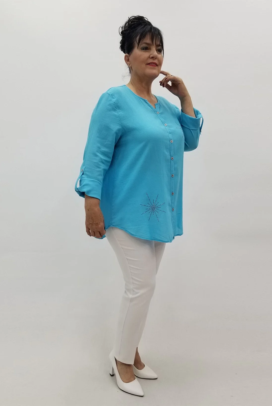 Miraggio Büyük Beden Gömlek 99633 TURKUAZ