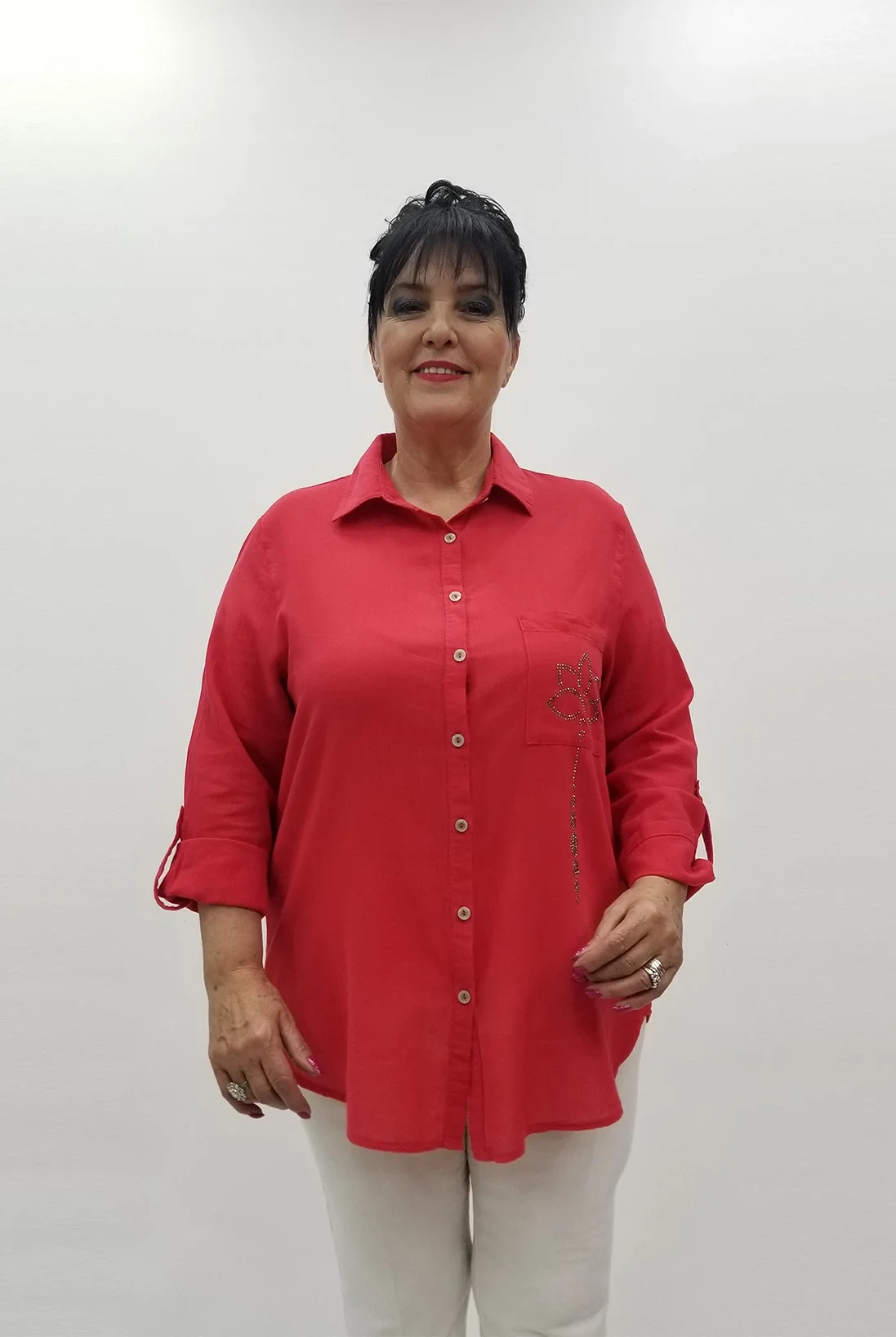 Miraggio Büyük Beden Gömlek 99634 KIRMIZI