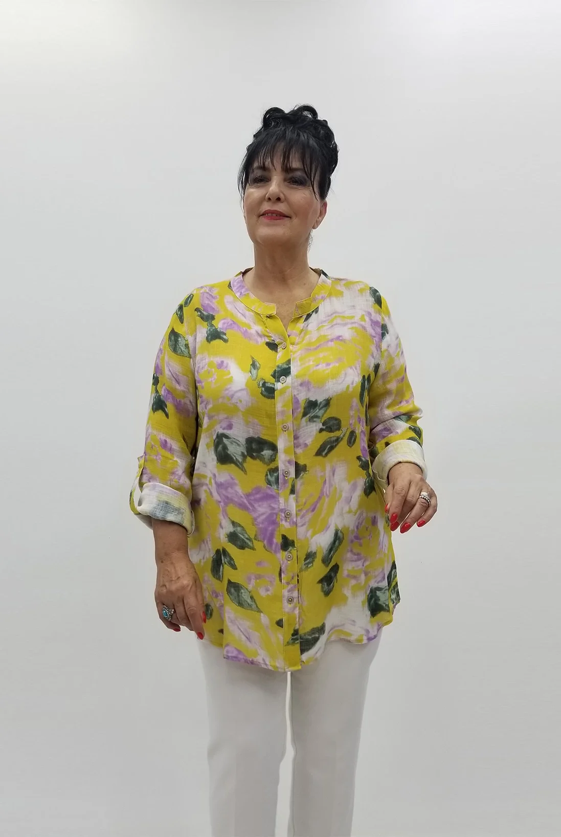 Miraggio Büyük Beden Gömlek 99747 SARI