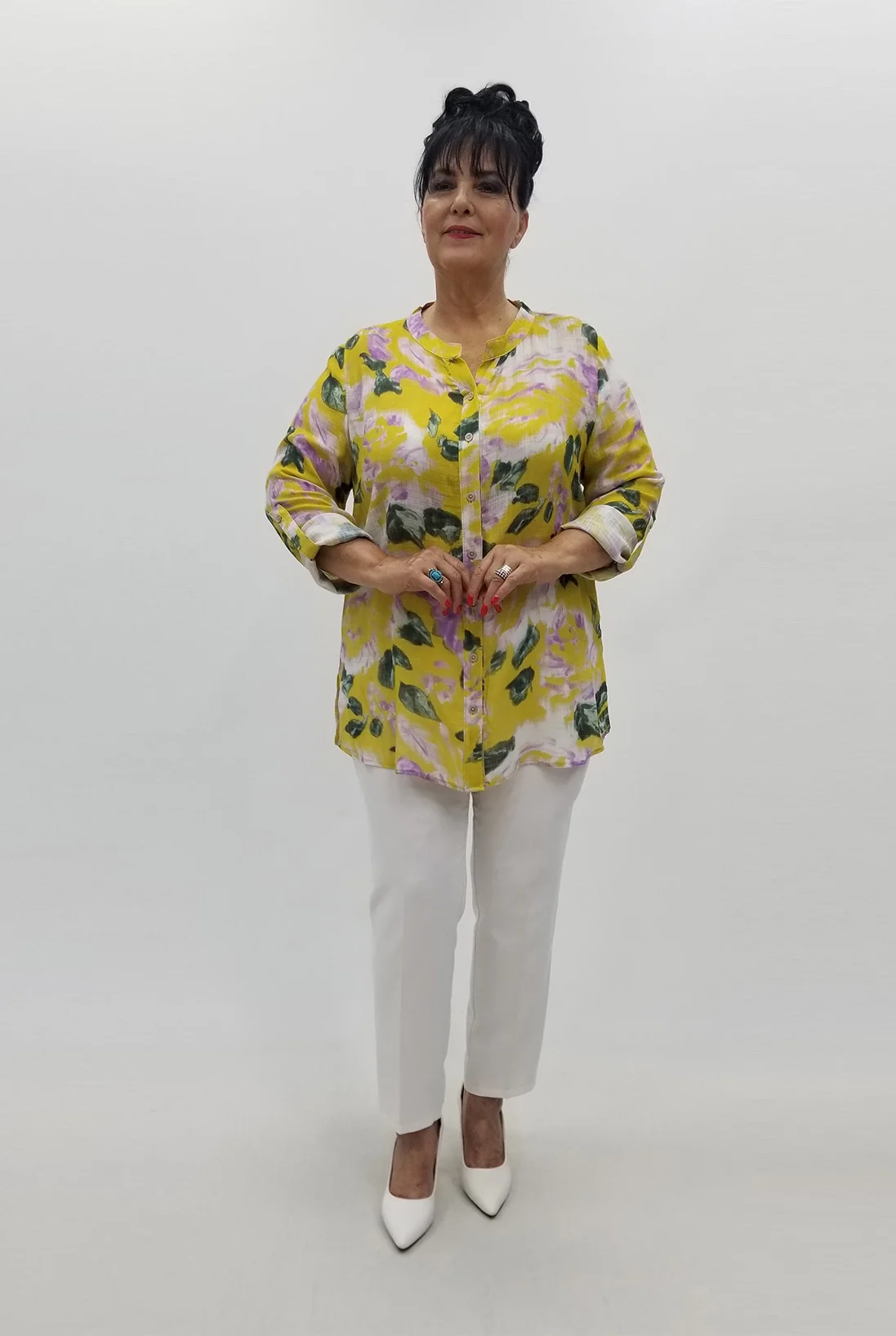 Miraggio Büyük Beden Gömlek 99747 SARI