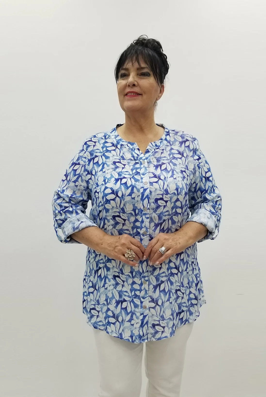 Miraggio Büyük Beden Gömlek 99748 BEYAZ/SAKS