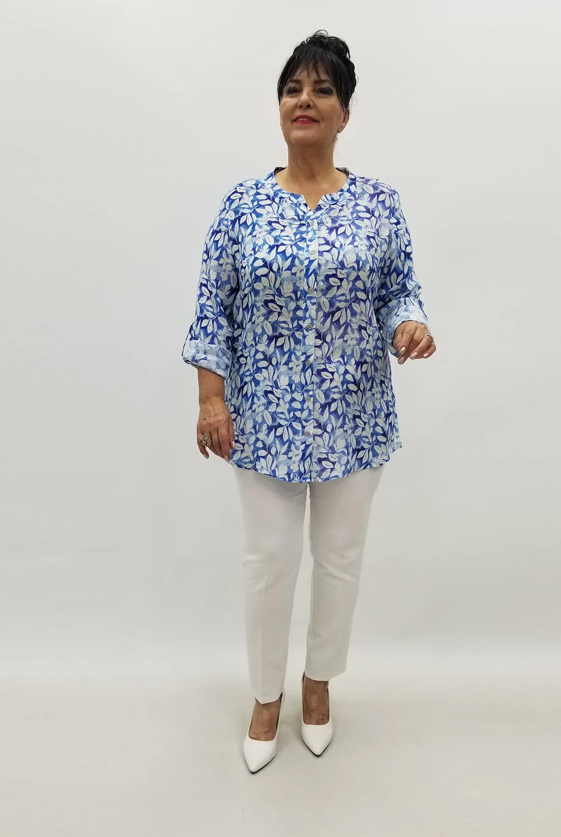 Miraggio Büyük Beden Gömlek 99748 BEYAZ/SAKS