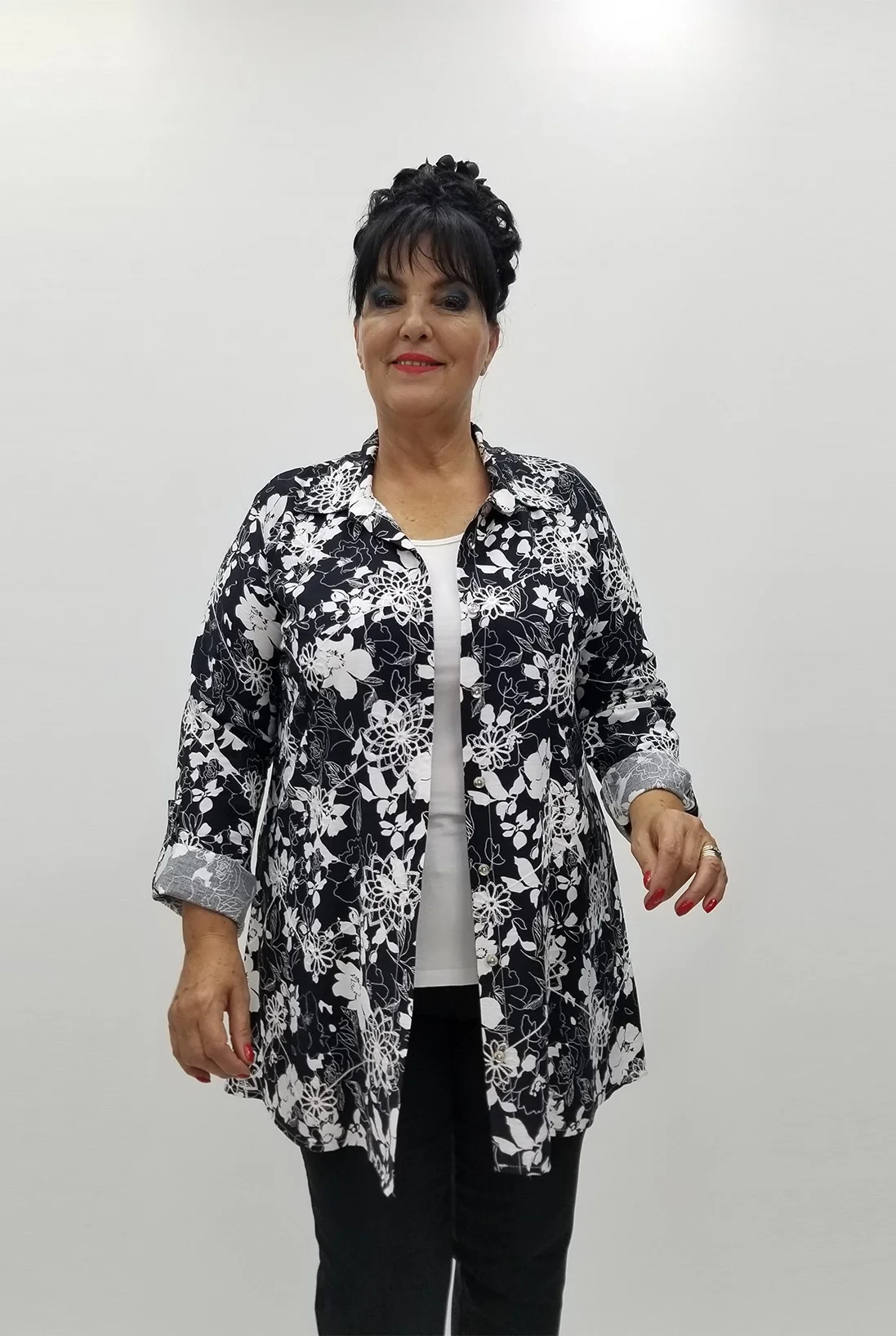 Miraggio Büyük Beden Gömlek 99959 SİYAH/BEYAZ