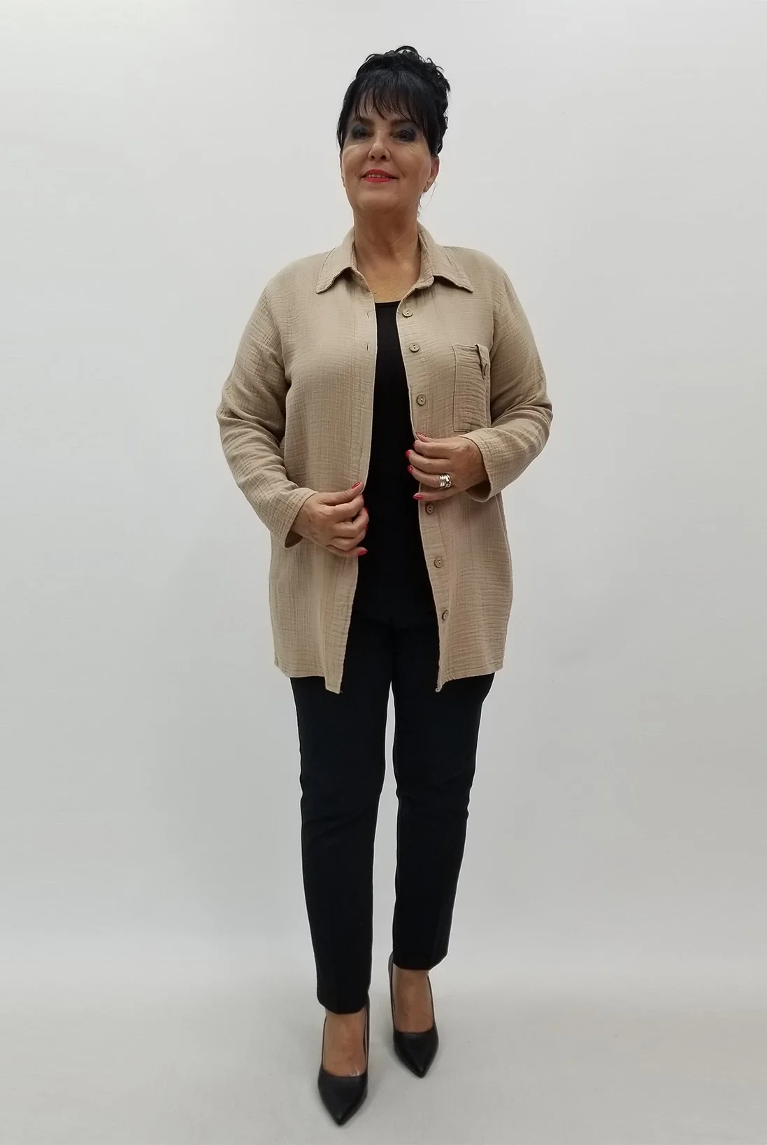 Miraggio Büyük Beden Gömlek 99979 BEJ