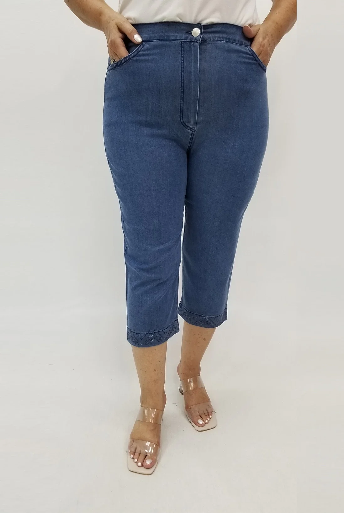 Miraggio Büyük Beden Kapri 98969 KOT MAVİ