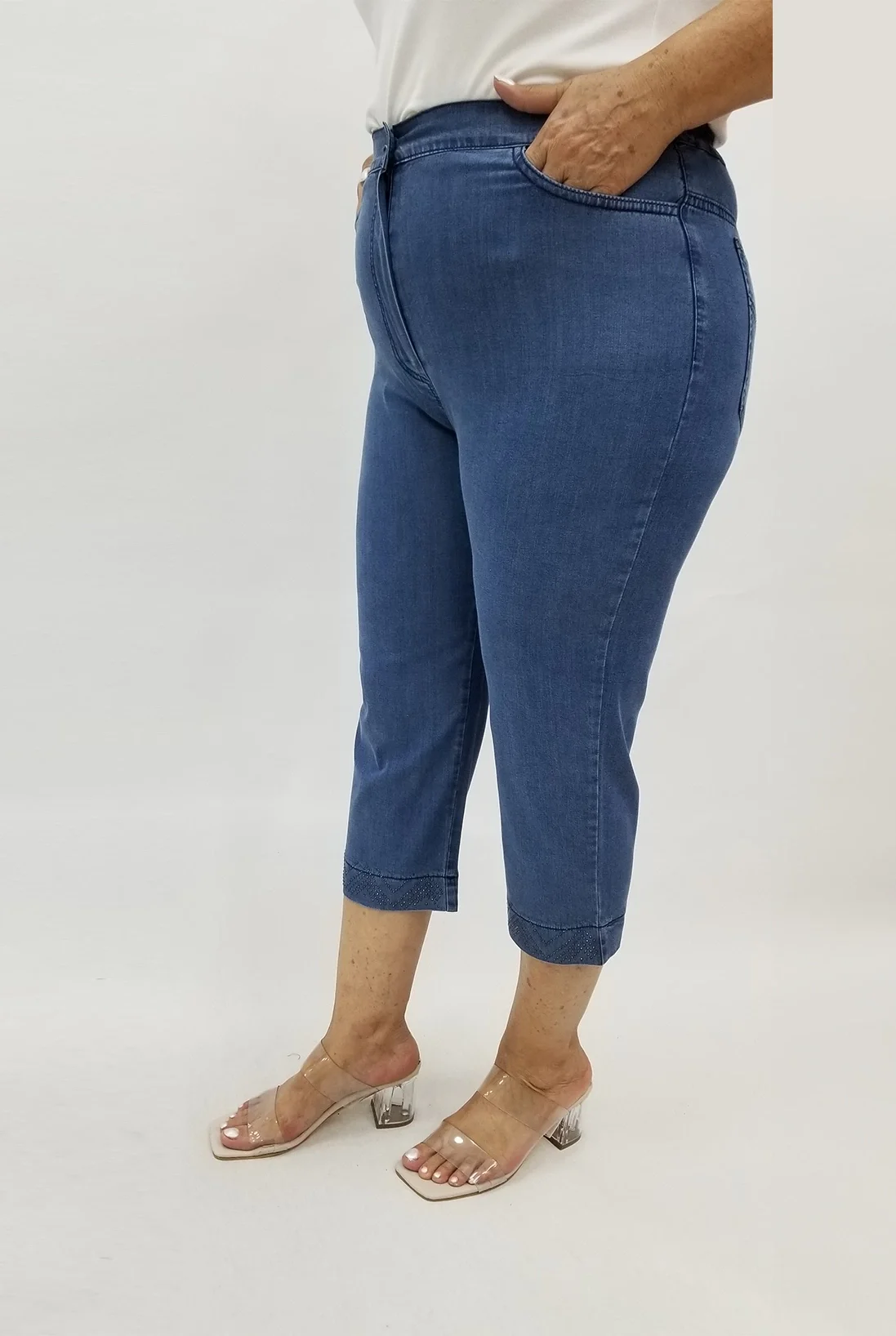 Miraggio Büyük Beden Kapri 98969 KOT MAVİ